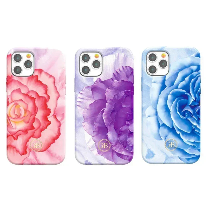 iPhone 12 Pro Max Kingxbar Peony Flower Case - Blue - Tashqila iPhone 12 Pro Max Kingxbar Peony Flower Case - Blue - Tashqila